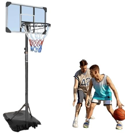 Tragbarer Basketballkorb für Kinder und Erwachsene, Basketballkorb Outdoor Höhenverstellbar 170-213 cm, Mobiles Basketballkorb-System mit Rollen und Bruchsicherem Backboard für Garten, Hof und Auffahr