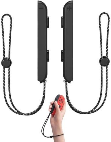 TAVYTH 2 Pièces Dragonne Switch Manette Bracelet Contrôleur Réglable Accessoires Nintendo Portable Sangle Poignet Dragonne Noire Blanche