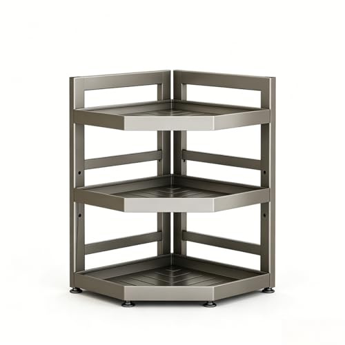 Generico Porta spezie angolare, organizer per pentole e padelle da cucina, regolabile, in metallo resistente, a più livelli, triangolare, supporto per pentole autoportante