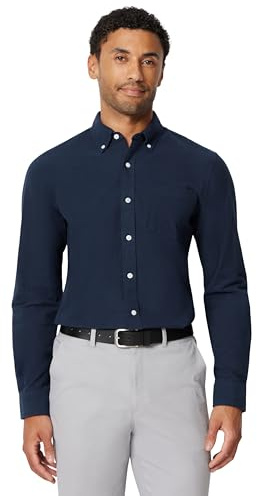 Amazon Essentials Men's Long-Sleeve Pocket Oxford Shirt, Navy, XL