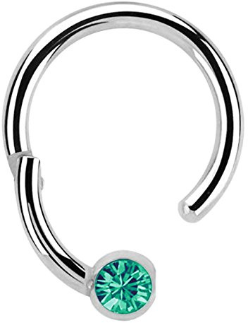 Modern Nature Piercing-Schmuck Lippenpiercing 316l Stahl Ring BCR, Clicker 1,2 mm mit 3 mm Steinplatte