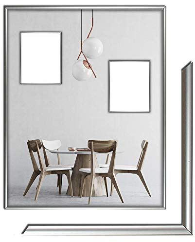 myposterframe Atlas Bilderrahmen 48 x 68 cm Kunststoff 68 x 48 cm Silber mit Kunstglas klar 1 mm