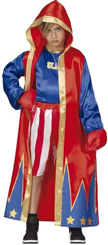 FIESTAS GUIRCA | Costume de Boxeur Enfant (10-12 ans) - Robe, T-shirt et Pantalon - Costumes Sportifs pour Halloween, Carnaval et Fêtes Costumées - Idéal pour Garçons et Filles - Bleu et Rouge