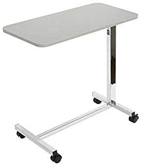 Teqler Table de lit réglable en hauteur, table d'appoint pour lits d'hôpitaux et lits de soins