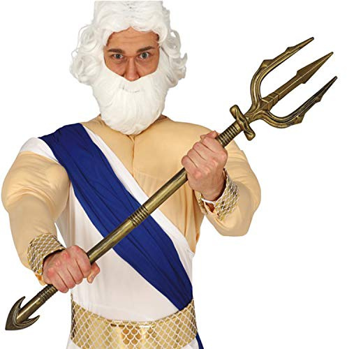 NET TOYS Tridente signorile di Poseidone - Oro 94 cm - Straordinario Accessorio Festivo tridente del Dio dei Mari - Perfettamente Adatto a Carnevale