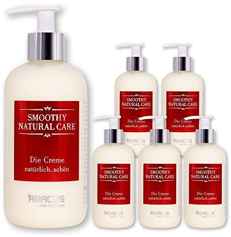 ABACUS® 6x 300 ml Smoothy Natural Care - Die Creme Handcreme Körpercreme mit Shea-Butter, Avocadoöl (7649.6)
