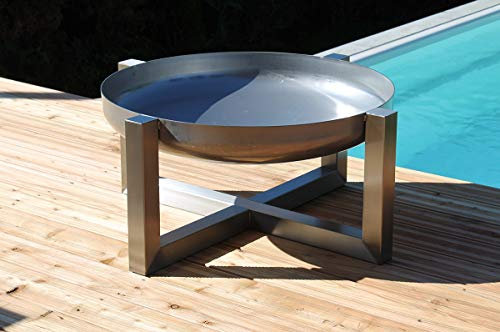 KIRCHBERGER METALL Edelstahl Feuerschale rund, 4 Beine, 80cm, Größe XL