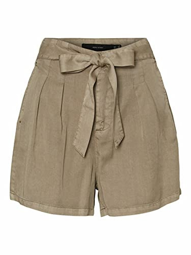 VERO MODA Damen Kurze Stoff Hose Casual Sommer Chino Hot Pants Leichter Stoff mit Bindegürtel VMMIA