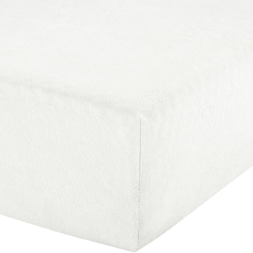 Erwin Müller Boxspring-Spannbettlaken Frottee-Stretch, Füssen weiß Größe 90x190 cm - 100x200 cm - pflegeleicht, formstabil, mit Rundumgummi, sehr Gute Passform