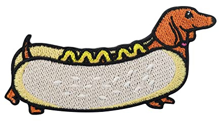 Finally Home Toppa termoadhesiva – Hot Dog | Cani Divertenti Patch termoadesivo, Spiritoso Patch da stirare, Fast Food Fregio termoadesivo, Bassotto Toppa da cucire
