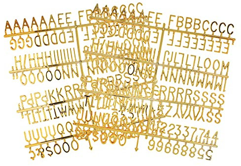 Veskaoty 3/4 Inch Gold Plastic Letter Set, 294 Pieces, Classic/Elegant Style, Changeable Letter Boards