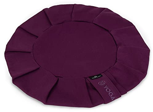 Yoga Studio Coussin de méditation rond Zafu en coton bio avec housse amovible et poignée de transport Lilas