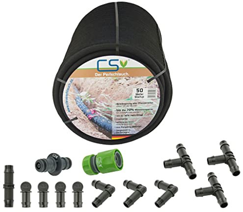 50m CS Perlschlauch Startup für die unteriridische Bewässerung im Gartenbereich/Beetbewässerung/Hochbeetbewässerung Wasserersparnis bis zu 70%