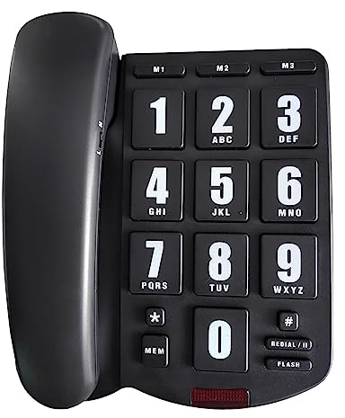 Scnvsi Tasto Telefono Fisso Telefono Desktop Suoneria Forte Telefono Fisso Fisso per Anziani e ipovedenti PK3000