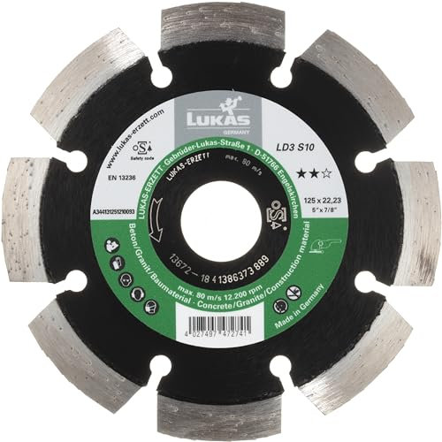 Lukas Erzett LD3 S10 Disque à tronçonner diamanté pour pierre/béton/asphalte Ø 180 mm pour meuleuse d'angle 21 x 18 x 1 cm