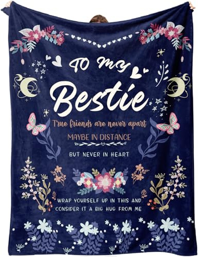 EOBIBIFUN Bestie Gifts for Women - Best Friend Blanket, 60 x 50 Inch - Flannel Throw, Thinking of You Gift