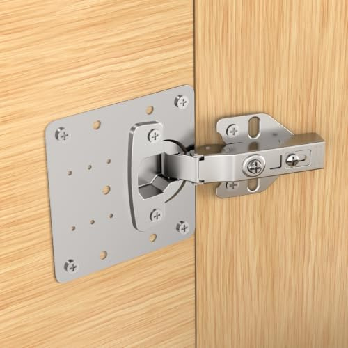 ROFMAPLE 2 pcs Soft Close Cabinet Hinges + 4 pcs Hinge Repair Plates+Screws | Soft Close Hydraulic Damper, 35mm Cup, Full Overlay, Stainless Steel, 3-Way Adjustable for Cabinet Doors