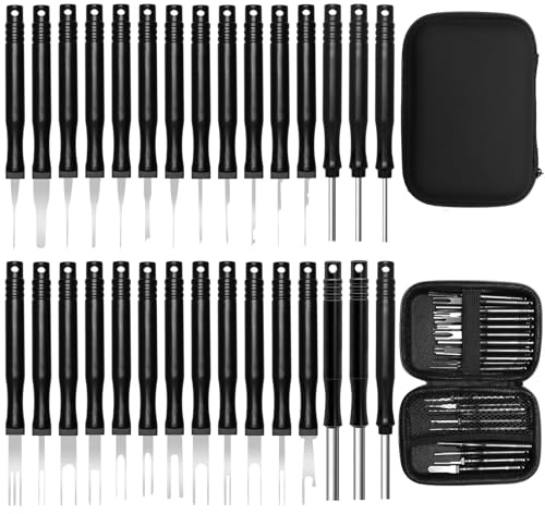 Teokantz Auspinnwerkzeug KFZ Set, 30 Stück Terminal Entfernung Auspinwerkzeug für Auto, Terminal Entfernung Werkzeugsatz, KFZ Kabel Stecker Ausbau Werkzeug (Schwarz)