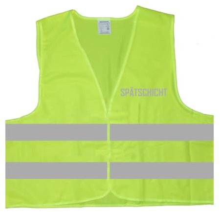 SPÄTSCHICHT Warnweste BZW. Signalweste mit reflektierendem Aufdruck - Größe XXL / 3XL, gelb