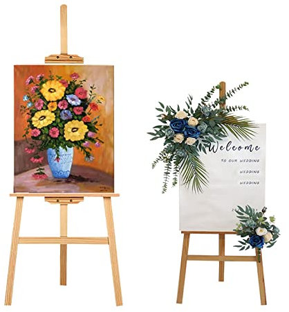 Staffelei Kinder, Staffelei Holz Groß, Staffelei Hochzeit, Willkommen Schild StaffeleIi, Staffelei für Gemäldeausstellung, Holzstaffelei für Kinder und Erwachsene, Klappbar und Höhenverstellbar, 175cm