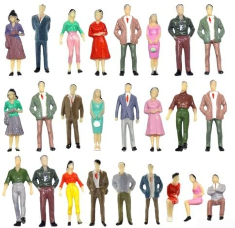 HEBEOT 100Pcs 1:50 Mini Figures Painted Figures Sitting And Standing People Sand Table Models For Miniature Scenes, O3Q3A626WPLPCBM2QM4193L0H