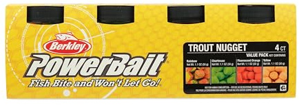 Berkley PowerBait Power Nuggets 4-Pack Fishing Dough Bait, Assorted Colors, Scent Dispersion Technology, Irresistible Scent and Flavor, Moldable and Easy to Use