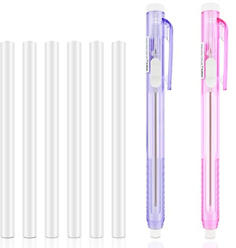 2 Stück Radiergummi Stift Set im Stiftstil,Ymapinc Einziehbarer Radiergummi Stift mit 6 Ersatzstücken Radierstifte Mechanischer Radierstift für Bleistifte Zeichnen Büro Zeichnen