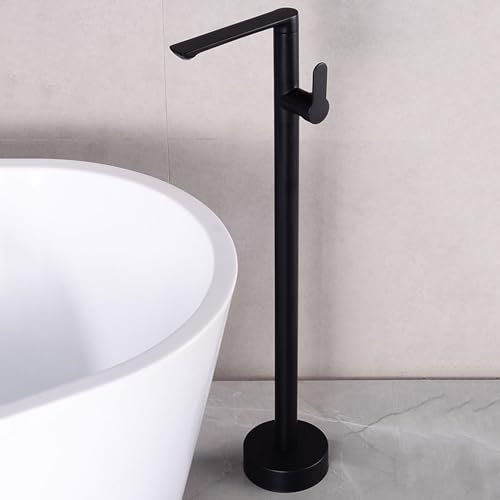 BiaoTeng Robinet Salle Bain Baignoire Sur Pieds Robinet Baignoire Sol Monocommande Chaud et Froid en Laiton Mitigeur Baignoire Sol Noir