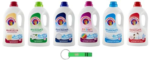 6x Chanteclair Lavatrice Testpaket - Flüssigwaschmittel für die Waschmaschine - Waschmittel 28 Wäschen 1260ml + Beni Culinari Kostenloser Schlüsselanhänger