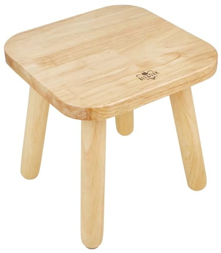 BEE&OAK Wooden Step Stool 9.25 Inch for Toddlers, Foot Stool for Adults, Plant Stool with Detachable Legs, Sturdy Portable, for Kitchen, Bathroom, Bedroom (Natural, 9.25 (D) x 9.25(W) x 8.86(H))