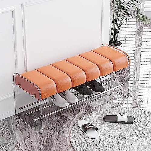 Generisch Schuhregal Premium Eingangsbank, Schuhregalbank, Acryl-Schuhaufbewahrungsbank, Moderne Bettbank, bequeme Polsterbank, Eingangsschuhbank, Schlafzimmerbank, blauer Samt, 100 x 40 x 45 cm (39