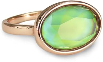 FUN JEWELS Rose Gold Mood Ring for Women, Facet Crystal Oval Color Change Mood Stone, Minimalist Statement Jewelry (9)