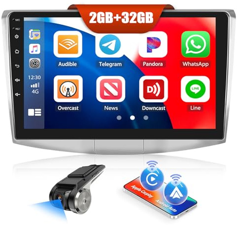SIXWIN 2+32G mit DVR Android 13 Autoradio für VW Passat B6 B7 Magotan CC mit Carplay/Android Auto/Mirrorlink,10.1 Zoll Kapazitive Touchscreen Unterstützt WiFi/GPS/FM/Bluetooth/SWC