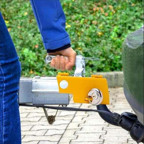 Cadenas Remorque, Verrou d'attelage, Antivol Remorque Attelée Cadenas, Verrouillage de la Langue pour Les Remorques Attelées et Dételées, Adapté Remorque et Caravane