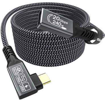 CAKOBLE Cavo di prolunga USB C 5 m, cavo di prolunga USB C 3.2 maschio a femmina, 20 Gbps/240 W e 4 K a 60 Hz, compatibile con iPhone 16/15 Pro Max, Galaxy S24/S23