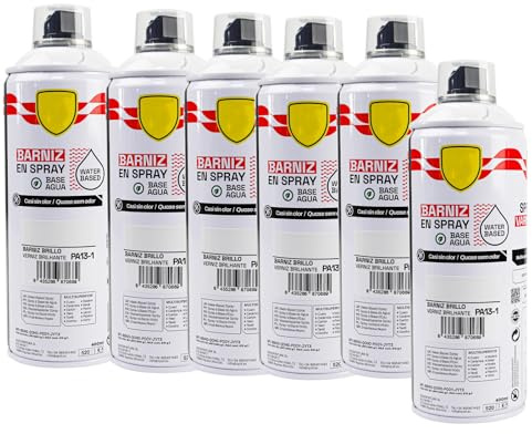 various - Pintura Spray Base Agua 400ml,Ecológica y Sin Olor,Para Muebles,Metal,Plástico y Madera,Colores Duraderos,Cobertura Uniforme - Barniz Brillo,6 unidad