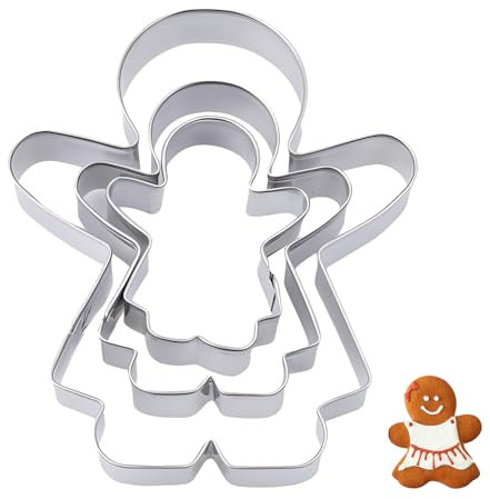 3 formine per biscotti a forma di omino di pan di zenzero, in acciaio inox, per San Valentino, compleanni, Natale (ragazza)