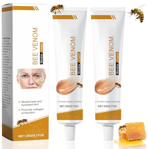 2PCS Crème Anti-Rides au Venin D'abeille, Nouvelle Crème Anti-âge au Venin d'abeille, Crème Hydratante au Venin d'abeille pour le Visage et le Cou, Crème Anti-taches pour Hommes et Femmes