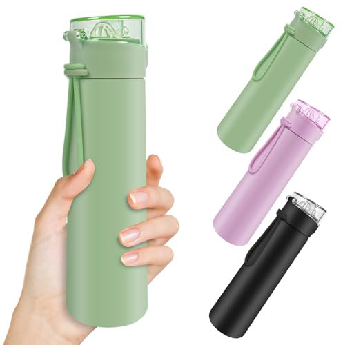 AMFUN 250ml Mini Borraccia Termica, Borraccia Bambino Termica in Acciaio Inox con Cannuccia Rimovibile, Borraccia a Prova di Perdite con Maniglia per il Trasporto per Bevande Calde e Fredde (Verde)