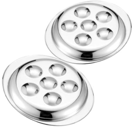 GRIRIW 2pcs Grilled Conch Plate Stainless Steel Snail Escargot Food Dish Plate for Home Restaurant Deep Baking Dish Casserole