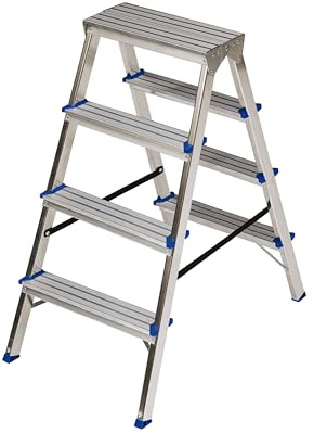 Fortena Haushaltsleiter Doppelleiter 2x4 Stufen Aluminium 150 kg Belastung