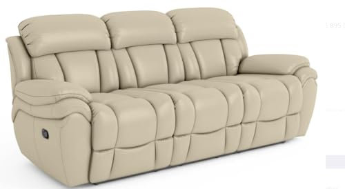 Bostonsofa 3-Sitzer Leder Relaxsofa - Luxus Couch mit Zero Wall Funktion - Premium Wohnzimmersofa, hoher Komfort - 218x96x101cm - Hellbeige