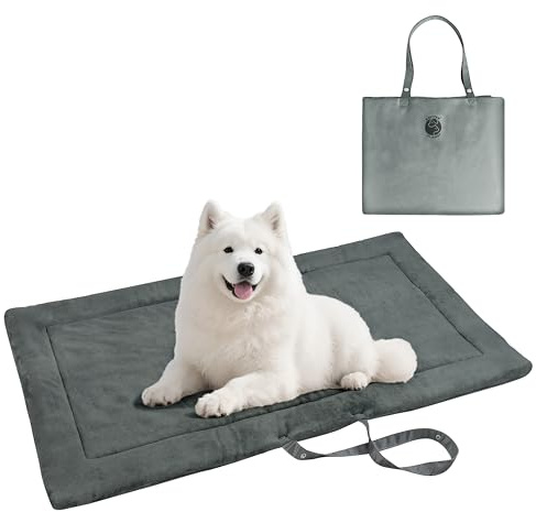 Pawsse Wasserdicht Hundedecke für Unterwegs 127 x 70cm, Outdoor Hundematte Waschbar Hundekissen zum Mitnehmen, Faltbare Hundebett für Reise Auto Camping, Grau