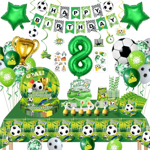 Decoracion Cumpleaños Futbol 8 Años, Platos Cumpleaños Infantil, Juego De Vajilla Para Fiesta De Fútbol, Platos Y Vasos Para Cumpleanos, Globos Futbol, Mantel, Para Vajilla Cumpleanos Infantil 8 Años