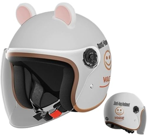 SJAPEX Casco da Moto per Bambini, per Bambine E Ragazzi, Casco Aperto con Visiera, Casco da Scooter per Bambini, Casco da Ciclomotore, Casco da Bicicletta, Sgancio Rapido, Rimovibile 55-60 Cm 1