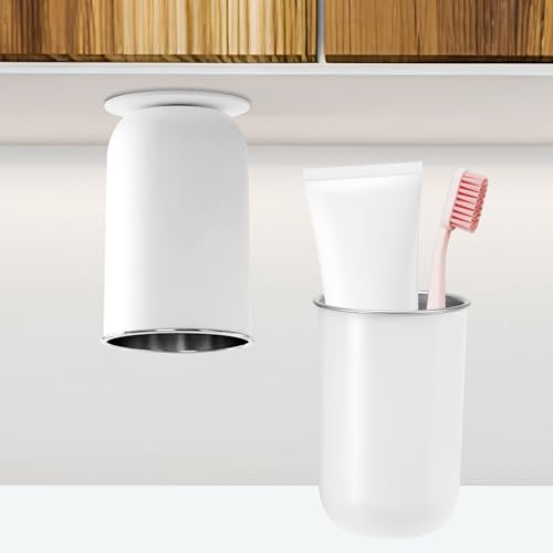 WUISOLQP Zahnputzbecher, Mundwasser Tasse 350ml Zahnbecher Magnetischer Mundspülbecher Zahnputzbecher Ohne Bohren Magnetischer Aahnputzbecher Wiederverwendbar Edelstahl für Reise, Täglichen Gebrauch