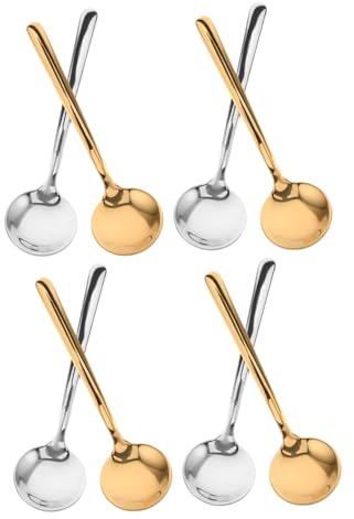 Hemobllo 8 Cuillères à Café en Acier Inoxydable 10 Cm Bord Rond, Faciles à Nettoyer, pour Mélanger Café ou Thé en Déplacement