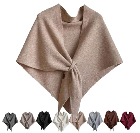 Generisch 2025 Neue Pashmina-Schalwickel für Damen, einfarbig gestrickte Dreiecks-Wollschal-Pulloverwickel für Damen für den warmen Winter