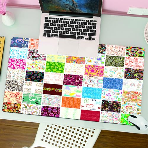 QRFASFZO Tapis de Souris Gaming - 30x80 cm - Tapis de Souris Esports - Ne Glisse jamais - Couverture complète du Bureau - Grand Patchwork de Motifs différents Classique Traditionnel