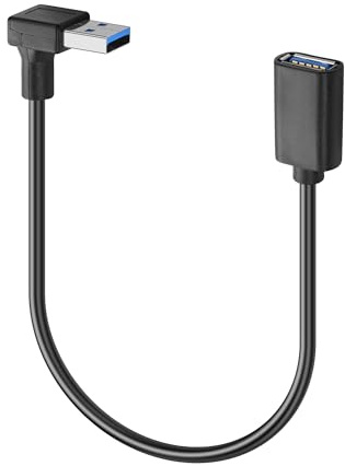 PNGKNYOCN 90 Degree USB 3.0 Extension Cable,5Gbps 0.3M Right Angle Upward USB Male to Female Adapter for Laptop, Printer, Flash Drive, Hard Drive Etc (Upward Bend)